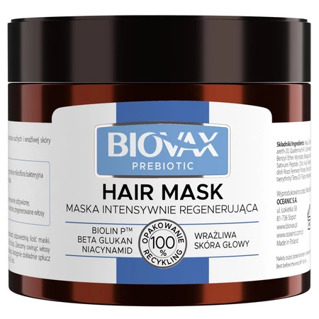 L`BIOTICA Biovax Prebiotic Maska intensywnie regenerująca do wrażliwej skóry głowy 250ml